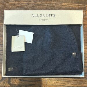 All Saints Navy Hat and Scarf Set